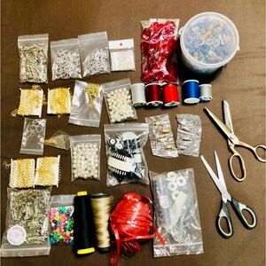 Mostly new Assorted Materials for Craft, Jewelry Making and Stitching